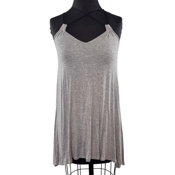 Bella Luxx Heather Gray Top Stretch Halter Neck Sleeveless Pullover Size Small S - Picture 1 of 6